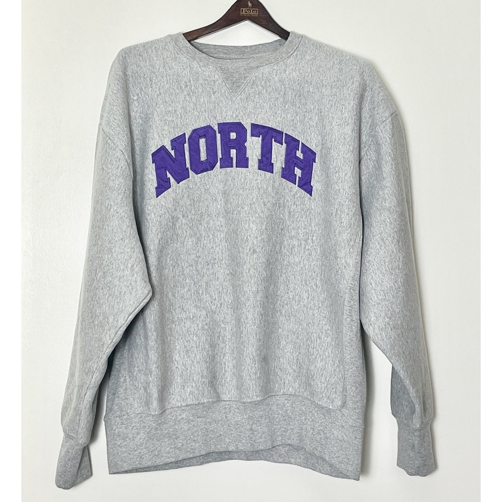 Vintage Eastbay Sweatshirt Men's XL‎ Gray Purple Northwestern Streetwear Sports